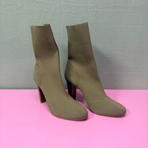 Charles‎ David Taupe Knit Sock Heel Boots Women's 7.5 Y2K Minimalist Normcore